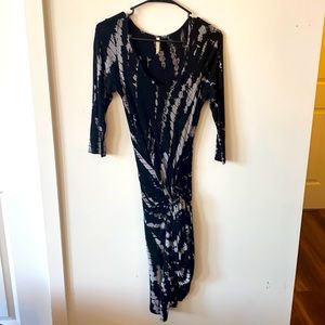 J&K Black & White Maxi Wrap Dress